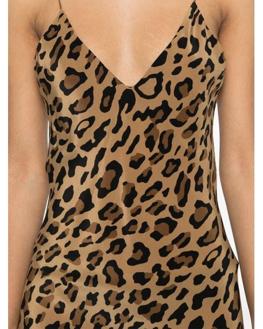 Blazé Milano Natural Leopard-Print Slip Midi Dress