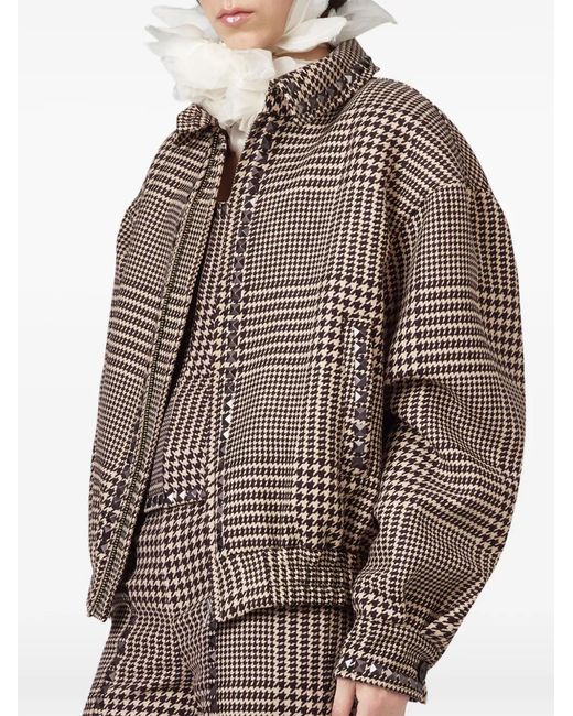 GIUSEPPE DI MORABITO Natural Houndstooth-Pattern Stud-Embellished Jacket