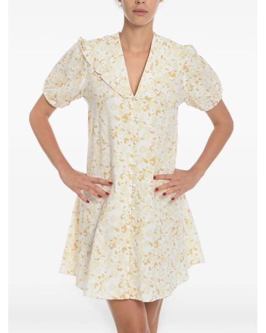 Samsøe & Samsøe Natural Floral-Print Ruffled Mini Dress
