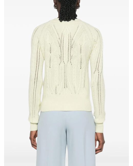 Ermanno Scervino White Cable-Knit Pointelle-Detail Cardigan