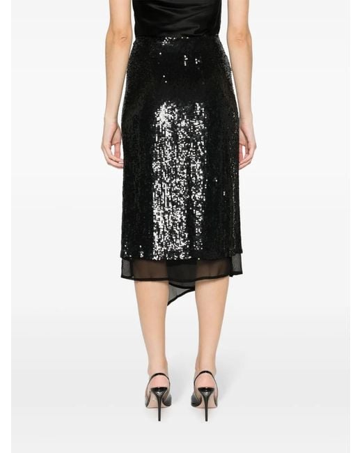 P.A.R.O.S.H. Black P.A.R.O..H. Sequin-Embellished Skirt