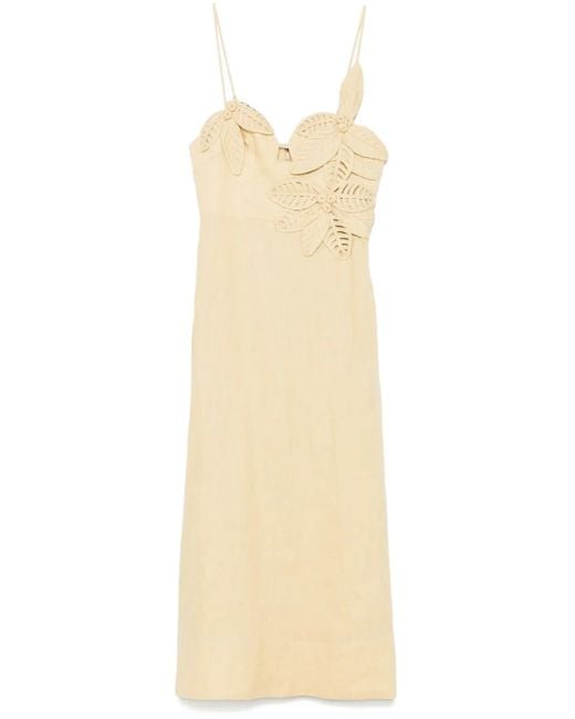 Vestido midi con busto floral Farm Rio de color Natural