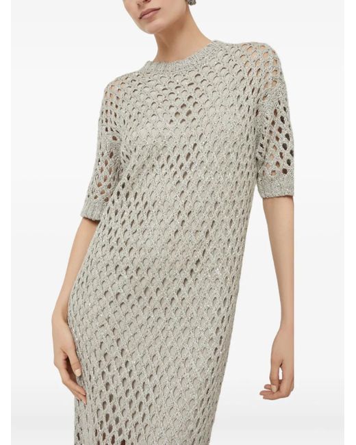 Robe Mi-Longue Dazzling Brunello Cucinelli en coloris Gray