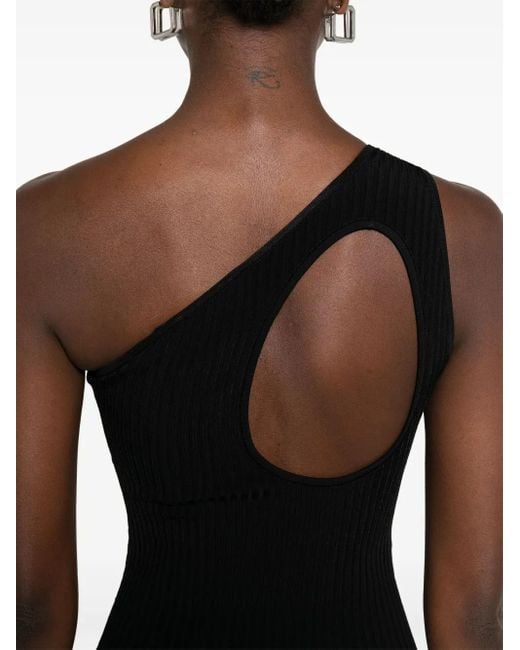 David Koma Black One-Shoulder Midi Dress