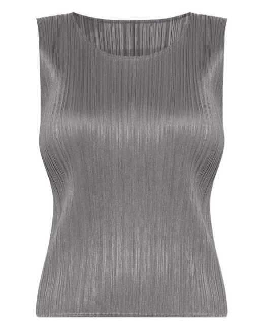 Pleats Please Issey Miyake プリーツ ノースリーブトップ グレー | Lyst
