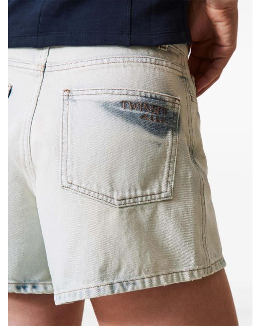 Twinset Blue Super Bleached Denim Shorts
