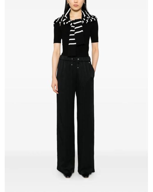 Herno Women's Black Satin Drawstring Pants wide-leg pants