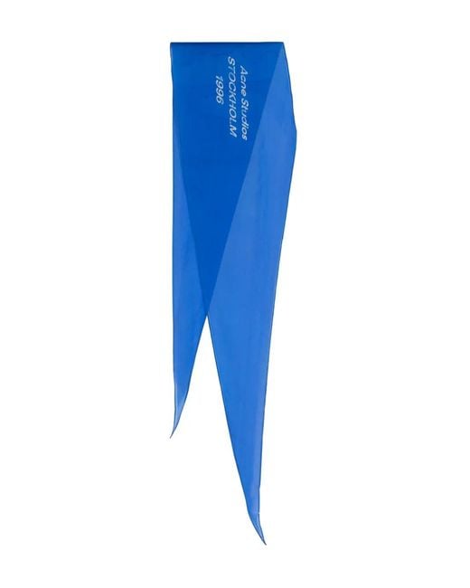 Acne Blue Logo-Print Silk Scarf