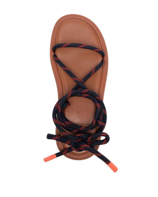 Paul Smith Tie-ankle Leather Sandals in Brown | Lyst