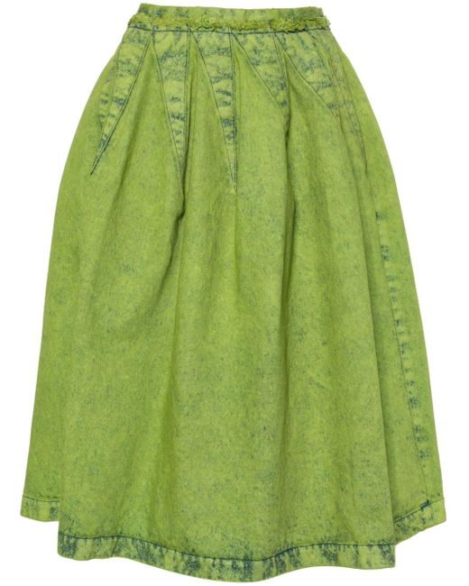 Marni Pleated Denim Skirt Green