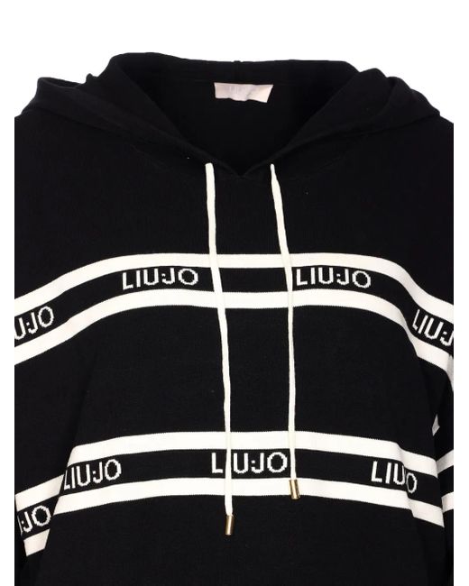 Liu Jo Blue Logo-Stripe Hoodie