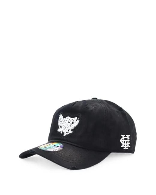 HTC Black Eagle-Patch Distressed Baseball Cap for men
