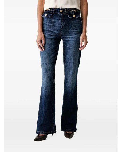 Fracomina Blue Logo-Embellished Flared Jeans