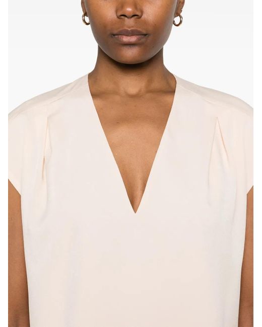 Genny Natural Cap-sleeve blouse