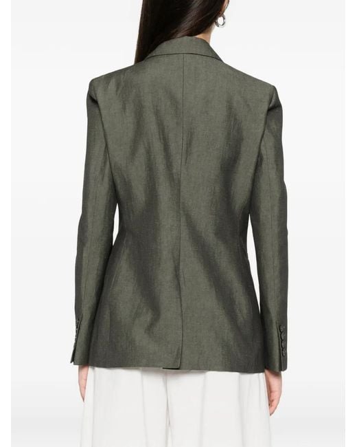 PT Torino Gray Romy Double-Breasted Peak-Lapels Blazer