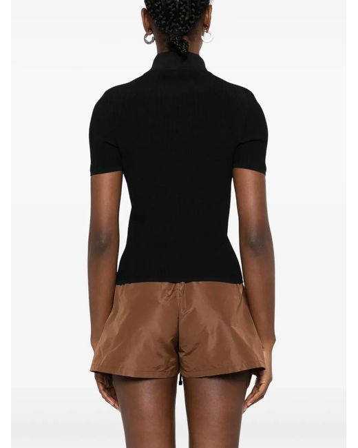 Miu Miu Black Ribbed T-Shirt