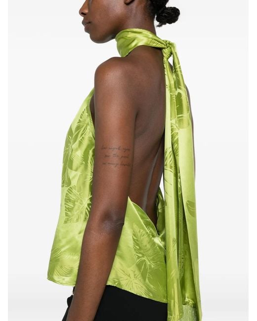 retroféte Green Martana Fringed-Tie Top