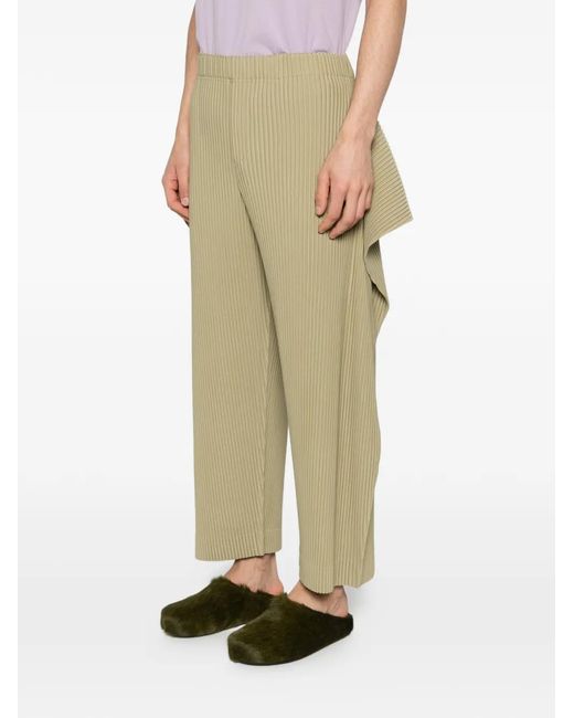 Homme Plissé Issey Miyake White Pleated Layered Trousers for men