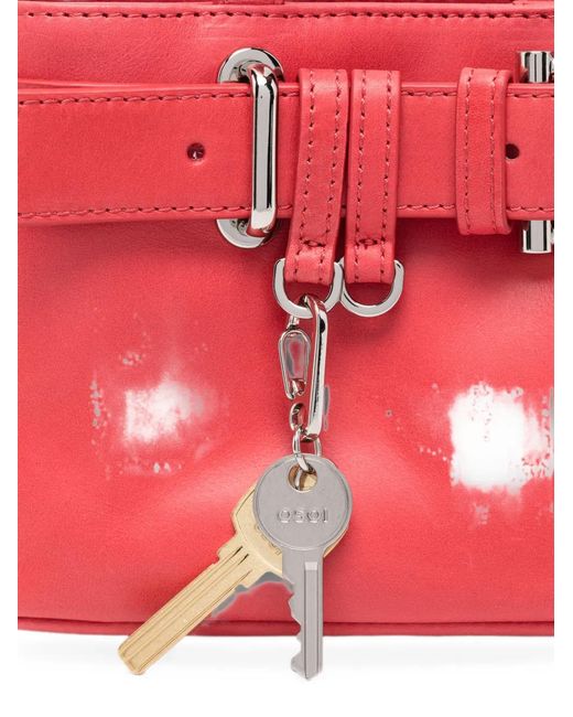 OSOI Red Mini Brocle Leather Tote Bag