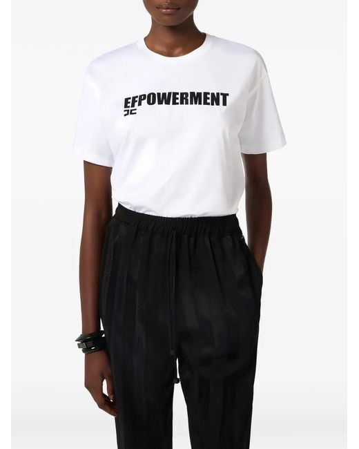 Elisabetta Franchi White Jersey T-Shirt With Drawstring