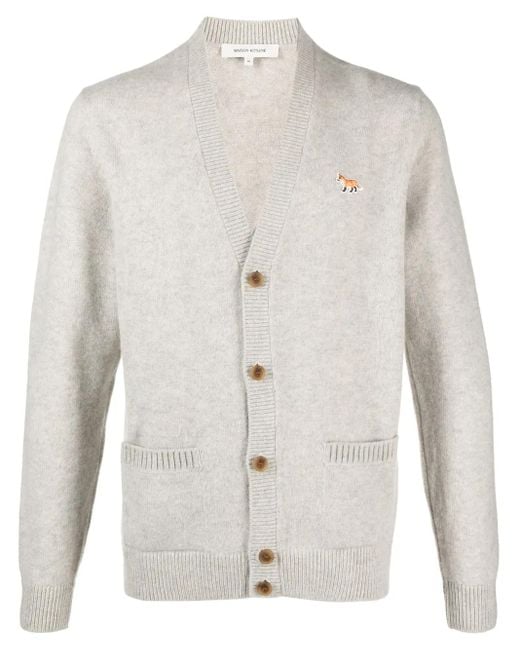メンズ Maison Kitsuné フォックスモチーフ カーディガン White