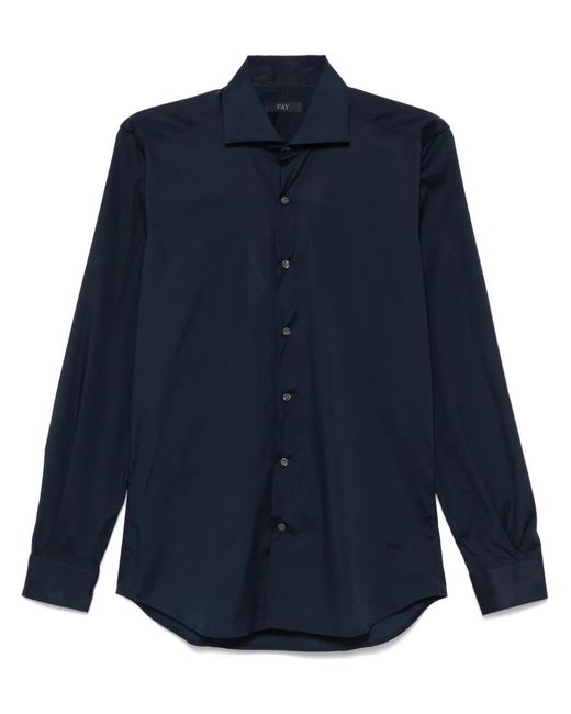 Fay Blue Cutaway-Collar Shirt for men