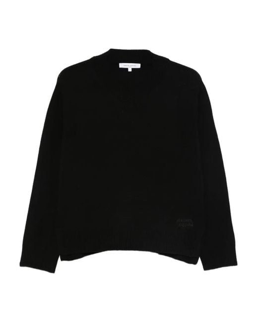 Maison Kitsuné Black V-Neck Wool Sweater