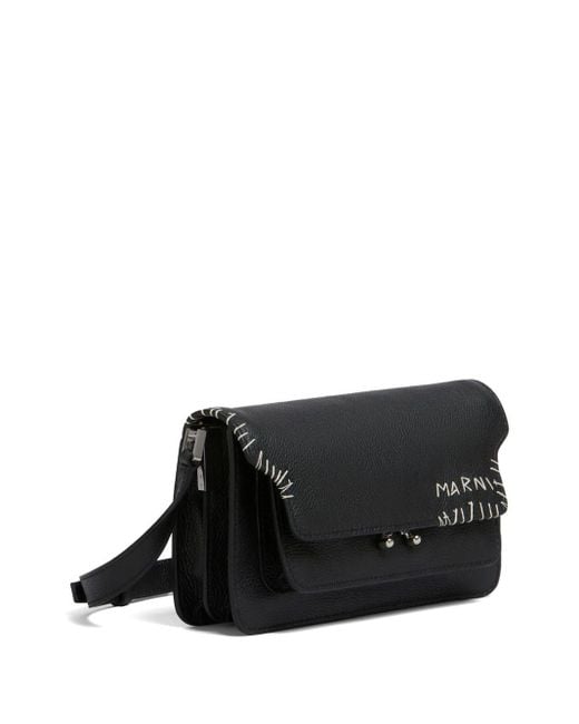 Marni Black Trunk Decorative-stitch Shoulder Bag