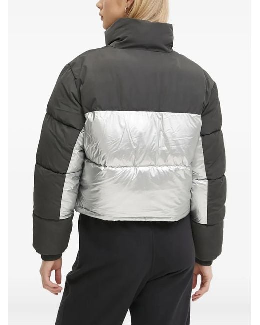 Karlkani Black Metallic-Panel Puffer Jacket
