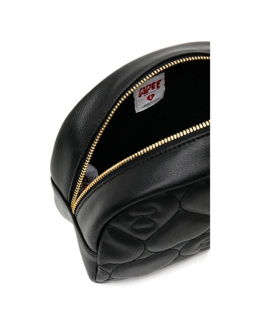 AAPE BY A BATHING AP Black Heart Quilted Pouch Bag
