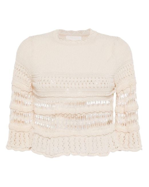 Isabel Marant Natural Frizy Crochet-knit Top