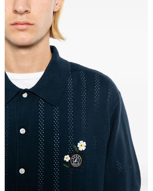 SPORT b. by agnès b. Blue Pointelle-Knit Floral-Patch Sweater for men