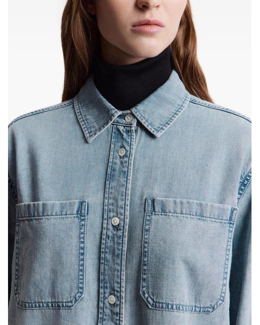 12 STOREEZ Blue Denim Pocket Shirt