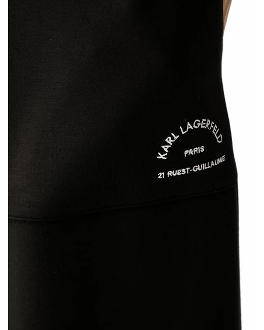Karl Lagerfeld Black Logo-Print Wide-Leg Trousers