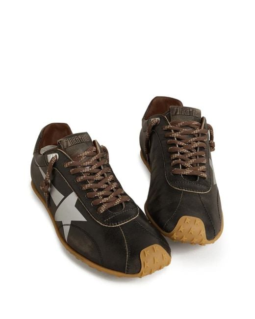 Golden Goose Deluxe Brand Black Marathon Speed Leather Logo-Printed Sneakers