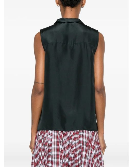 N°21 Black Ruffle-Trimmed Sleeveless Shirt