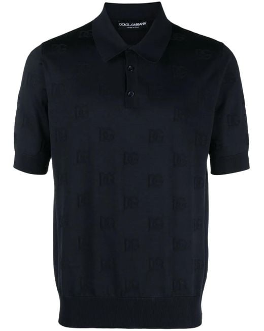 Dolce & Gabbana Blue Dg Logo Silk Shirt for men