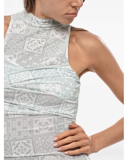 Off-White c/o Virgil Abloh Gray Maiolica Draped Mini Dress