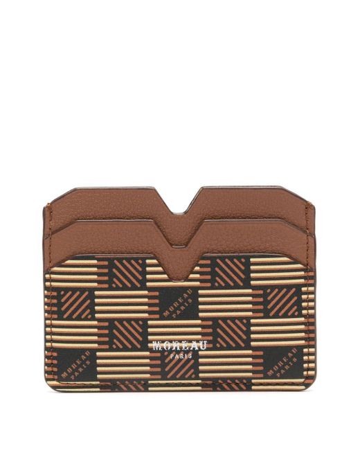 Moreau Brown Logo-stamp Leather Card Holder