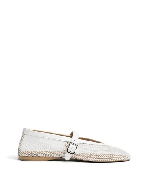 POSA White Baletto Mesh Patent-Leather Ballet Flats