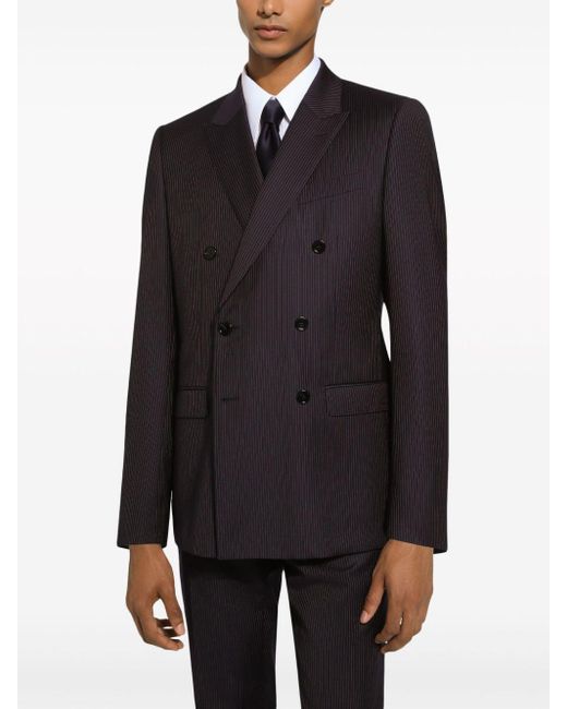 Dolce & Gabbana Zweiteiliger doppelreihiger Anzug mit Streifen in Black für Herren