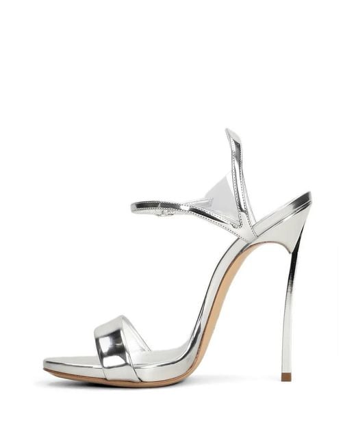 Casadei White Blade Leather Sandals