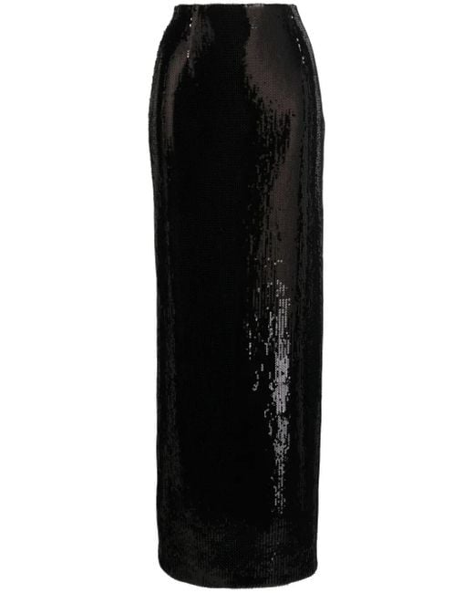 Galvan Black Sequin-Embellished Maxi Skirt