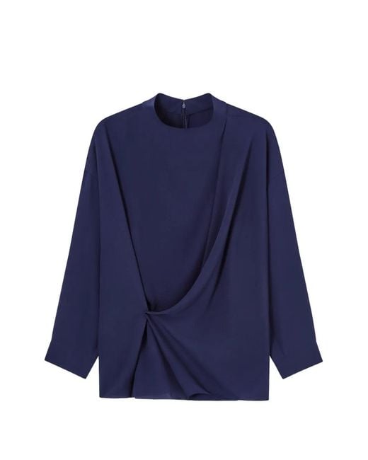 Giorgio Armani Blue Draped Twisted Shirt
