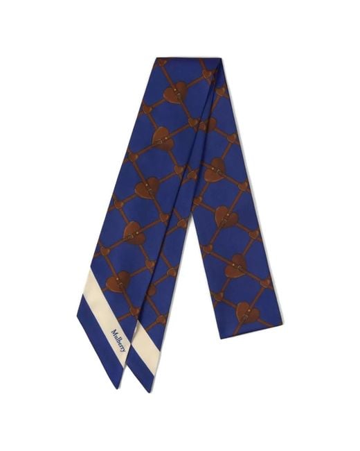 Mulberry Blue Heart Pockets Printed Scarf