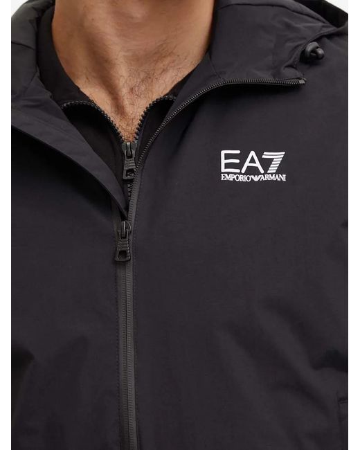 EA7 Blue Hooded Zip Jacket for men