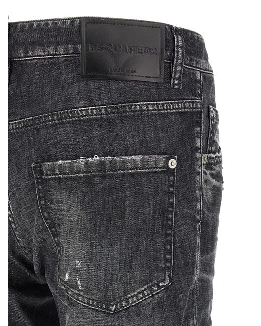 DSquared² Gray Distressed Cropped Jeans for men