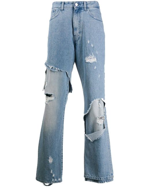 Raf Simons Lockere Distressed-Jeans in Blue für Herren