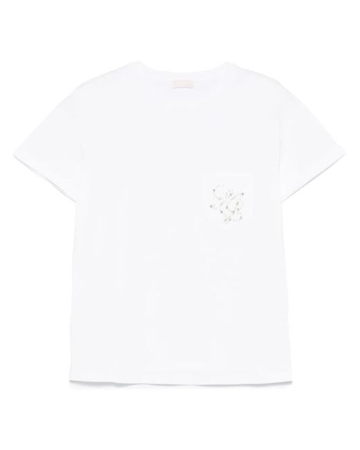 Liu Jo White T-Shirt Mit Kleiner Tasche