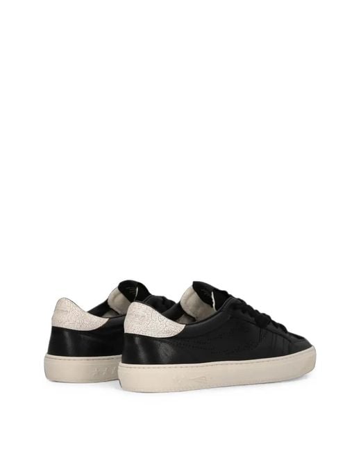 ENTERPRISE JAPAN Black Jupiter Rocket Logo-Perforated Cracked-Effect Sneakers for men